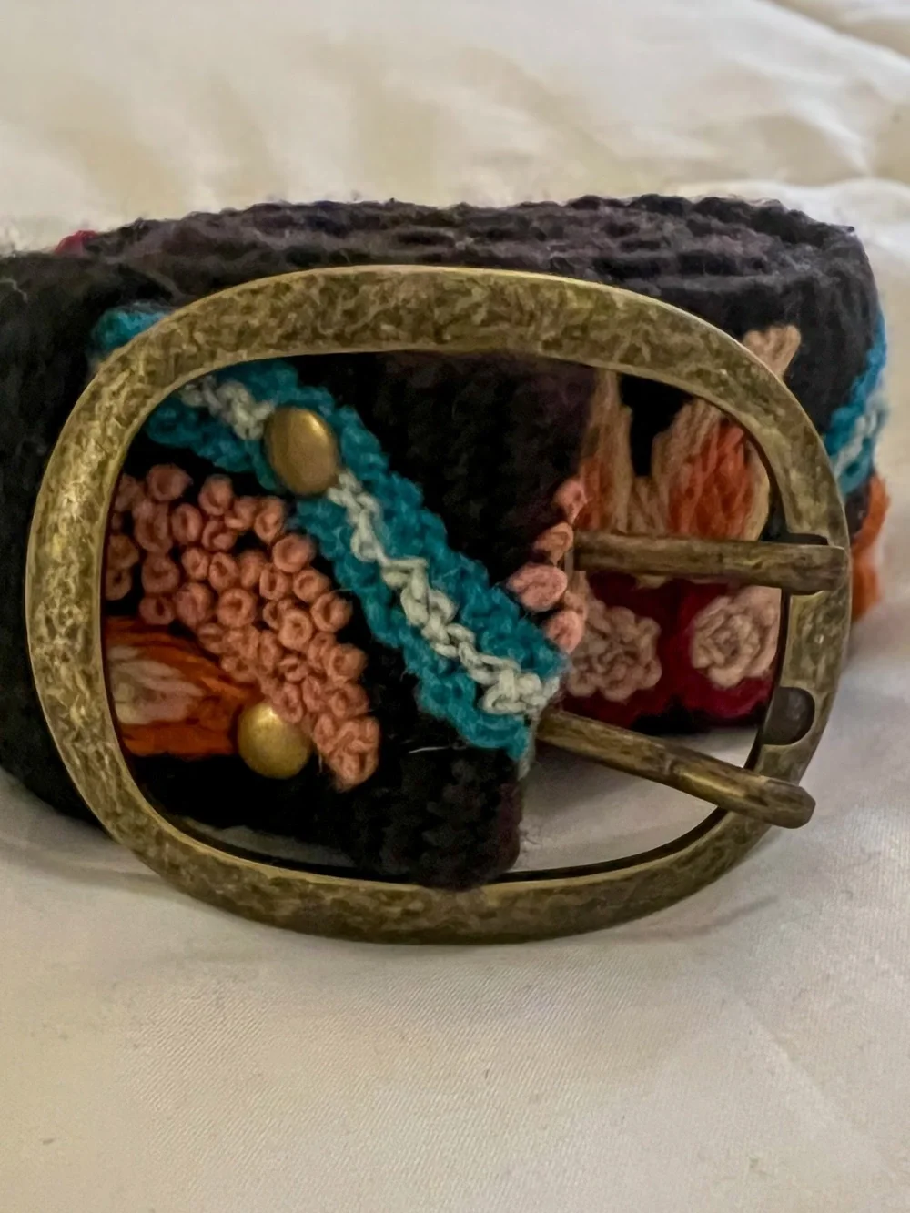 Vintage Pistil Handcrafted Peruvian Style Embroidered Belt Festival Hippie